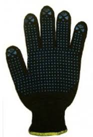 Перчатки ПОЛУШЕРСТЯНЫЕ, черные,  (точка, волна, протектор)