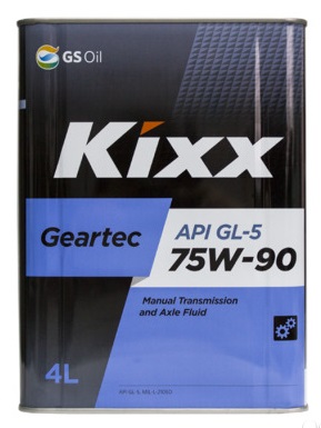 Kixx Geartec GL-5 75W90 , трансмиссонное, полусинтетика, 4л, Корея