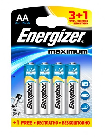 Energizer Maximum, AA/LR06 (FSB4), батарейка (пальчиковая), 1шт, США
