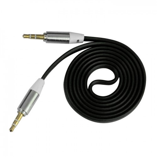 Аудио кабель 3,5мм 1м AUX шнур плоский Чёрный (18-4000)