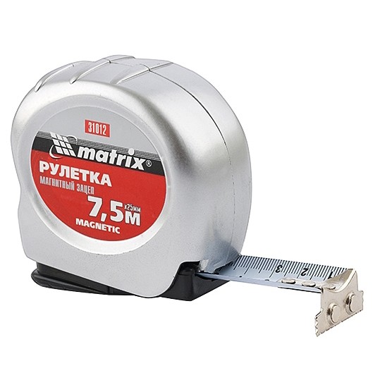 Рулетка Magnetic, 7,5 м*25 мм, магнитный зацеп, Matrix
