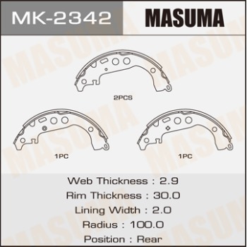 Masuma, Колодки барабанные,  R-1079, МК2342, Япония