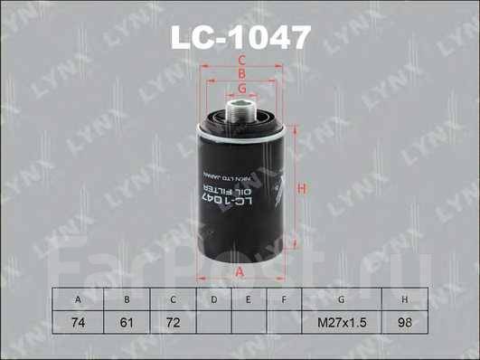 LYNX, Фильтр масляный, LC-1047/MANN W719/45, Япония