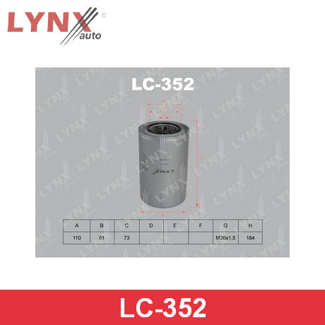LYNX, Фильтр масляный, LC-352/C-315, Япония