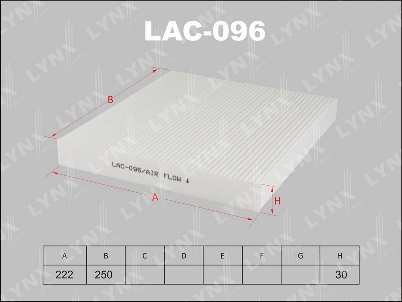 LYNX, фильтр салонный, 096-LAC/CU-2362, Япония
