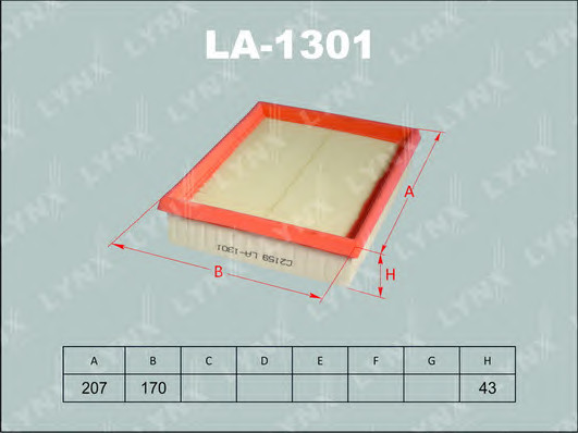 LYNX, фильтр воздушный, LA-1301/А0181, Япония