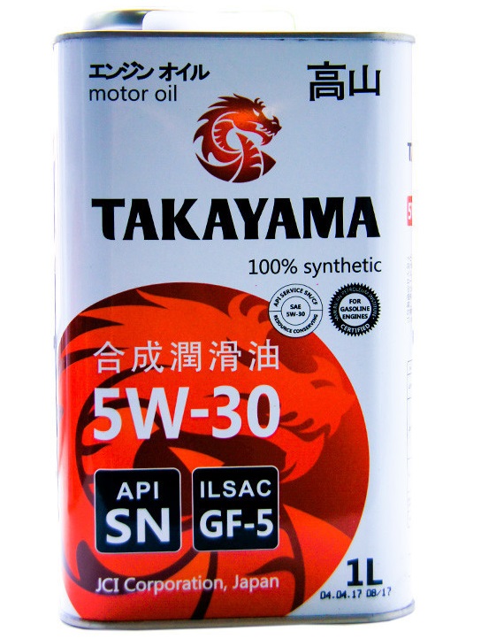 TAKAYAMA, 5w-30 SN ILSAC GF-5, синтетика, 1л, Япония