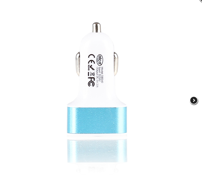 Зарядное устройство (адаптер) 12v/24V выход USB*3 (1,0А+2.0A+2,1A) Белый/Голубой. ALCA