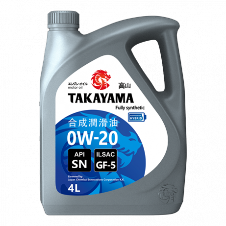 TAKAYAMA, 0w-20 SN ILSAC GF-5, моторное масло, синтетика,(пластик) 4л, Япония