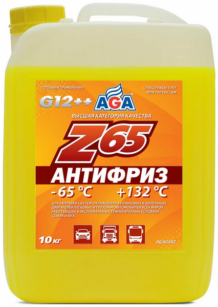 AGA Желтый антифриз G12++, (-65) 10кг,