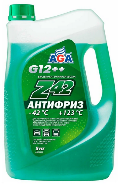 AGA Зеленый антифриз G12++, (-42) 5кг,