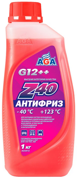 AGA Красный антифриз G12++, (-40) 1кг,