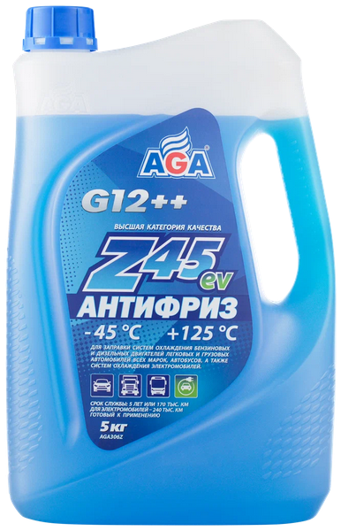 AGA Синий антифриз G12++, для электромобилей(-45) 5кг,