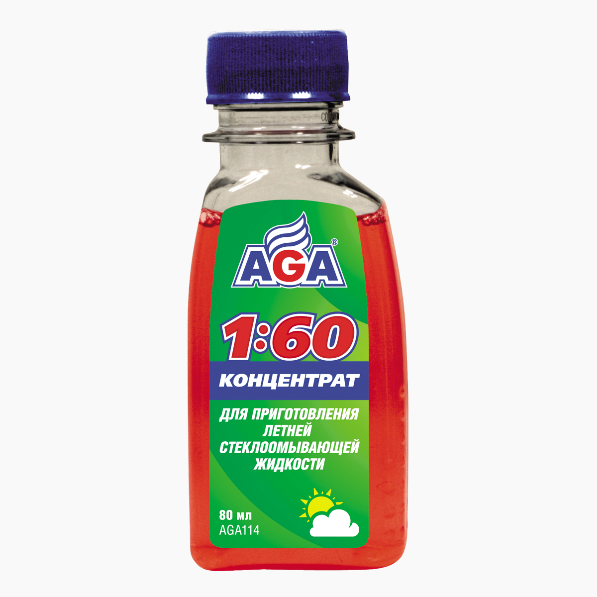 AGA Летняя жидкость для стеклоомывателя(концентрат) 1:60 80мл.