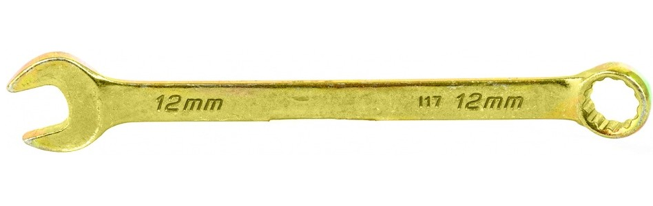 Сибртех, ключ рожково-накидной 12 мм, желтый цинк