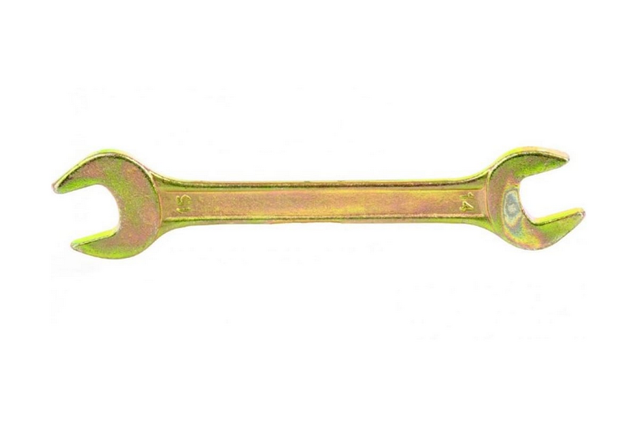 Ключ рожковый желтый цинк, 14*15 мм, Сибртех