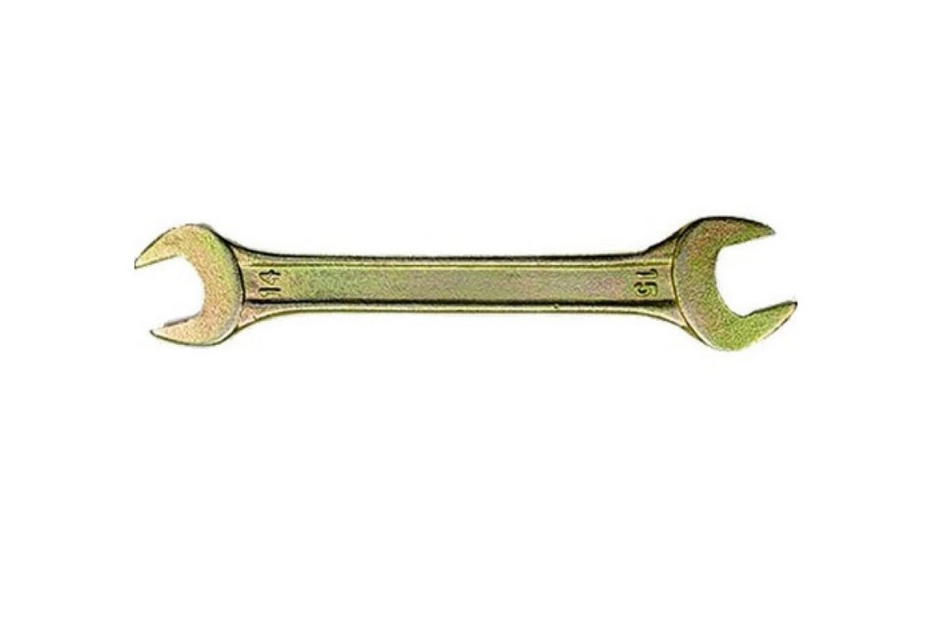 Ключ рожковый желтый цинк, 14*17 мм, Сибртех