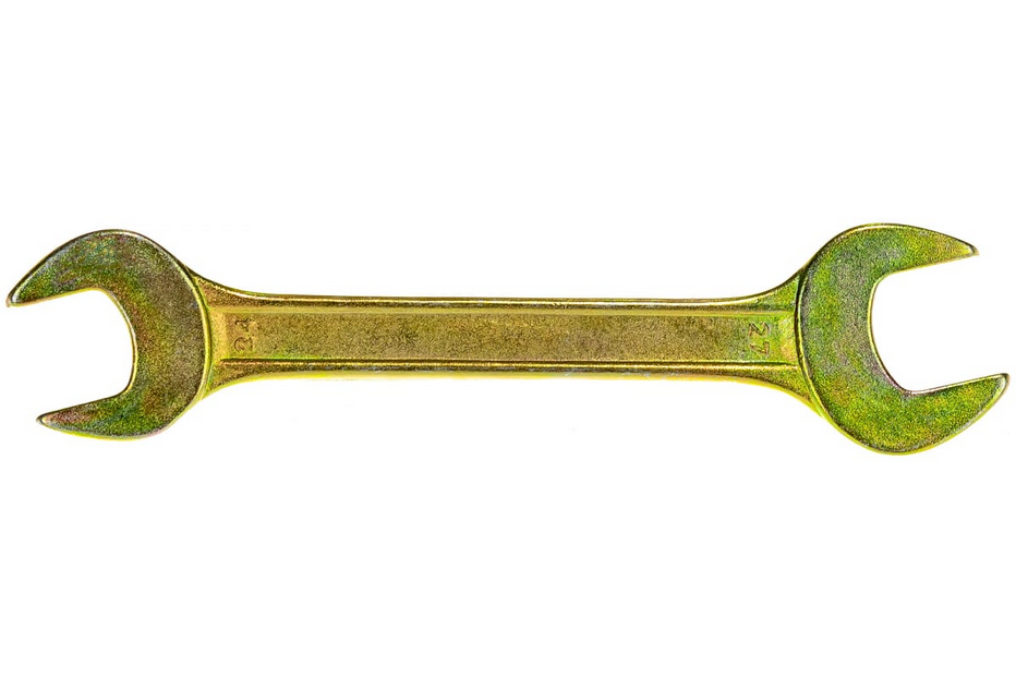 Ключ рожковый желтый цинк, 24*27 мм, Сибртех