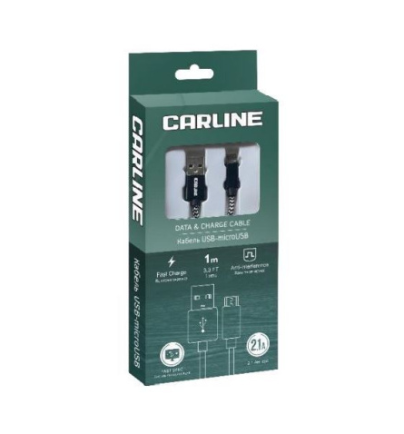 CARLINE Кабель USB - (1м) Type-C 2.1A, тканевая оплетка