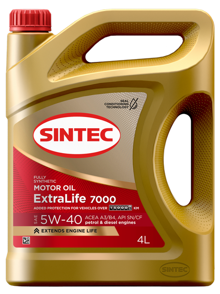 Sintec 5w-40, ExtraLife 7000, A3/B4 синтетика, 4л Sintec, Россия