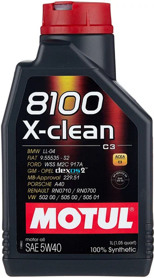 МOTUL 8100 X-Clean C3 5w-40, синтетика, 1л, Франция