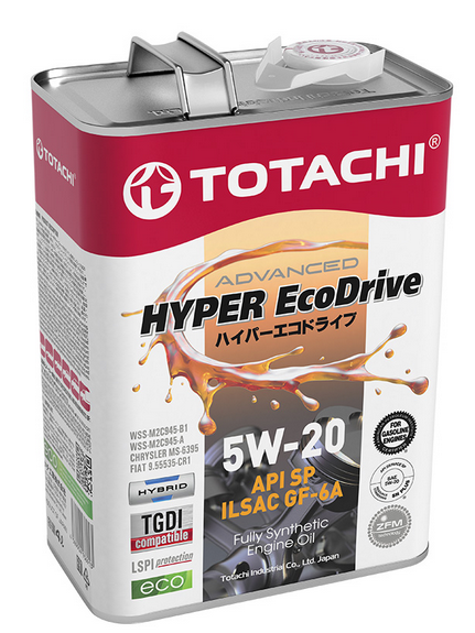 TOTACHI HYPER 5/20 EcoDrive Fully Synthetic SP/GF-6A/RC, синтетика, 4л, Япония