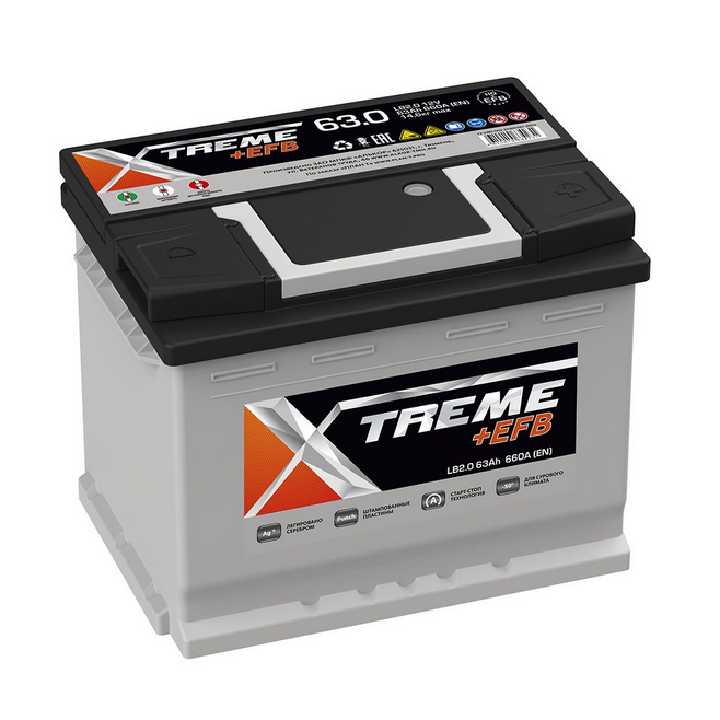 Аккумулятор XTREME +EFB 63 а/ч (обратный, LB2.0 низкий)