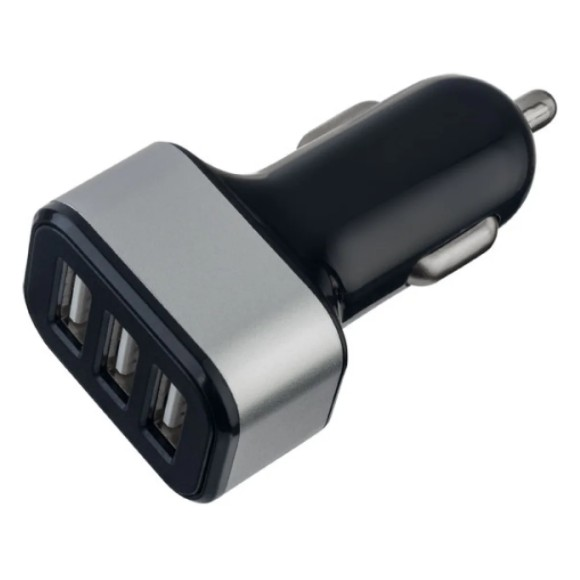 Зарядное устройство (адаптер) 12v/24V выход USB*3 (3,1A) черный