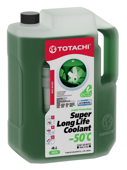 Totachi, Super Long Coolant Green, Зеленый антифриз , -50С, 4л,